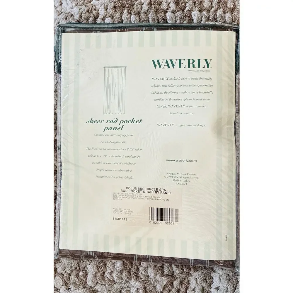 6 Waverly Columbus Brown Circle Spa Rod Pocket Drapery Panel 100% Poly 60”X84”